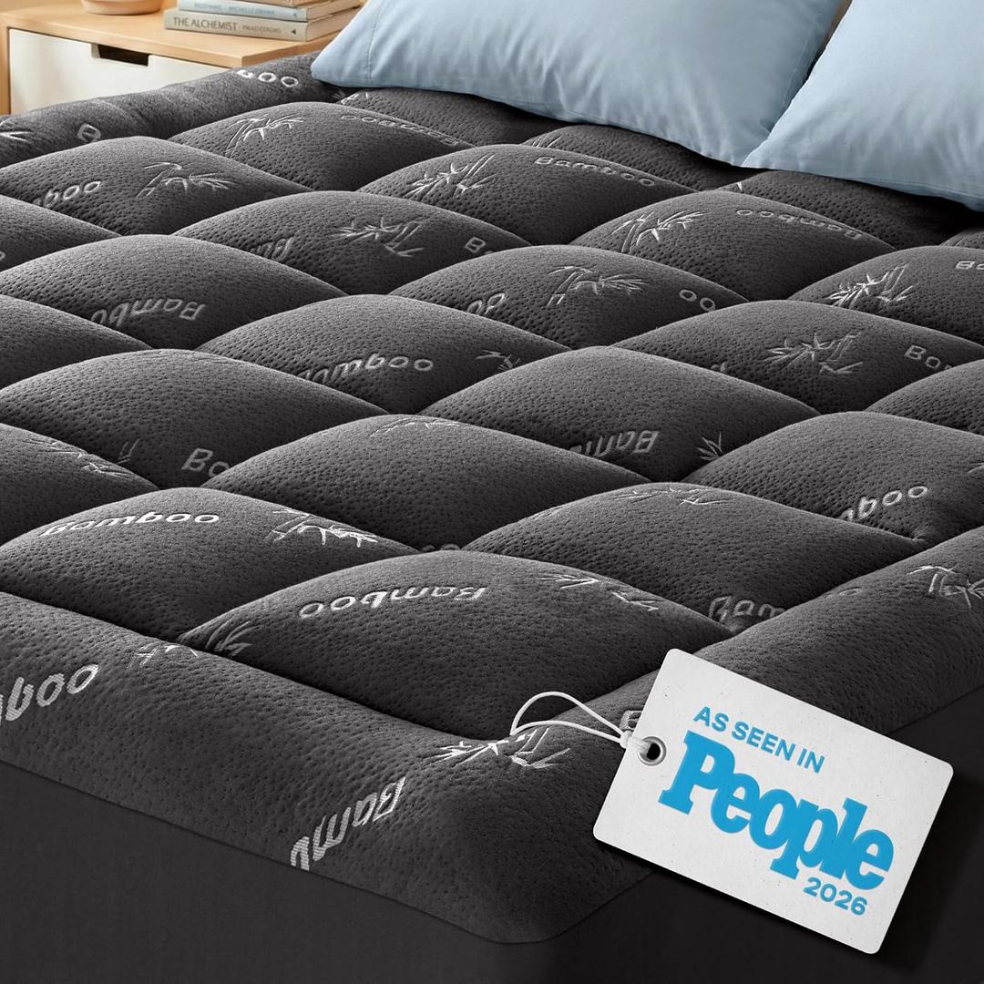 Niagara Sleep Solution Ultra Soft King Size Mattress Topper - Viscose Made from Bamboo Pillow Top Mattress Pad for Back Pain Relief - Naturally Cooling for Hot Sleepers, Dark Gray