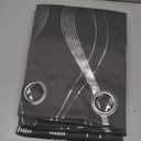 NICETOWN Grey Blackout Striped Pattern Curtains for Living Room 84 inch Long 2 Panels Set, Noise Reducing Thermal Insulated Wave Line Foil Print Bedroom Drapes for Patio Sliding Glass Door (52 x 84)