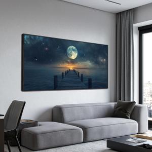 Large Framed Canvas Wall Art Decor Landscape Coastal Wall Art 29" x 58"