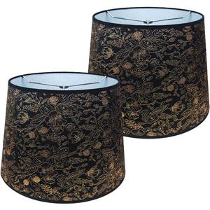 Black Lamp Shade Set of 2, No Assembly Required, 10" Top x 13" Bottom x 10" High, Fabric Lampshade for Table Lamp, Bedside Lamp, Floor Light, Metal Spider Fitter