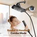 JDO High Pressure Shower Head, 7 Spray Modes Rain Shower Heads with Handheld Spray Combo,Dual Showerhead with 10 Inch Rainfall Spray, Detachable Hand Held Shower, Stainless Steel Hose, Power Wash