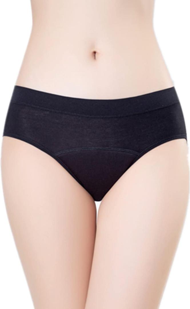 Period Underwear Heavy Flow Women 30ML Absorbent Leak Proof Panty Postpartum Pants Menstrual Panties Briefs (Black, XL)
