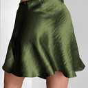 Womens Satin Mini Skirt Elastic Waist A Line Silk Mini Short Skirts for Women (Green, XL)