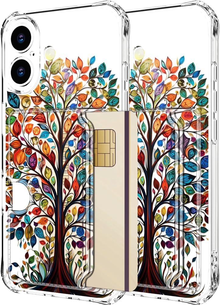 Hungo Compatible for iPhone 17 Case Wallet with Card Holder,Ultra Thin Slim Cute Designer Girly Skin Cases Protector with Airbag Bumper for Women Girls (Clear Ocean Beach Sunset)