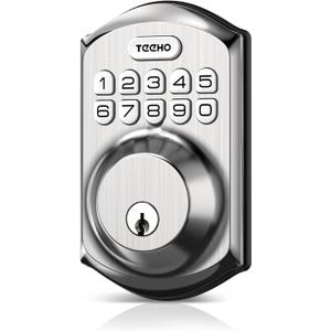 TEEHO TE001 Keyless Entry Door Lock with Keypad - Smart Deadbolt Lock for Front Door with 2 Keys - Auto Lock - Easy Installation - Satin Nickel