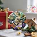 2 x Christmas Ornament, Christmas Decoration, Ceramic-Style Rabbit Ornament, Heirloom Keepsakes, Holiday Ornaments, Holiday Presents, Unique Xmas Gifts, Gift Exchange Ornaments, Gift Idea