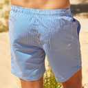 maamgic Mens Swim Trunks Quick Dry Swim Shorts with Mesh Lining Funny Swimwear Bathing Suits 7inch Blue Striped XX-Large