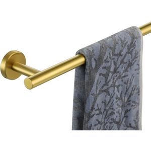 JQK Bath Towel Bar Brushed Gold, 18 Inch 304 Stainless Steel Thicken 0.8mm Towel Rack Bathroom, Towel Holder Wall Mount, Total Length 20.47 Inch TB110L18-BG