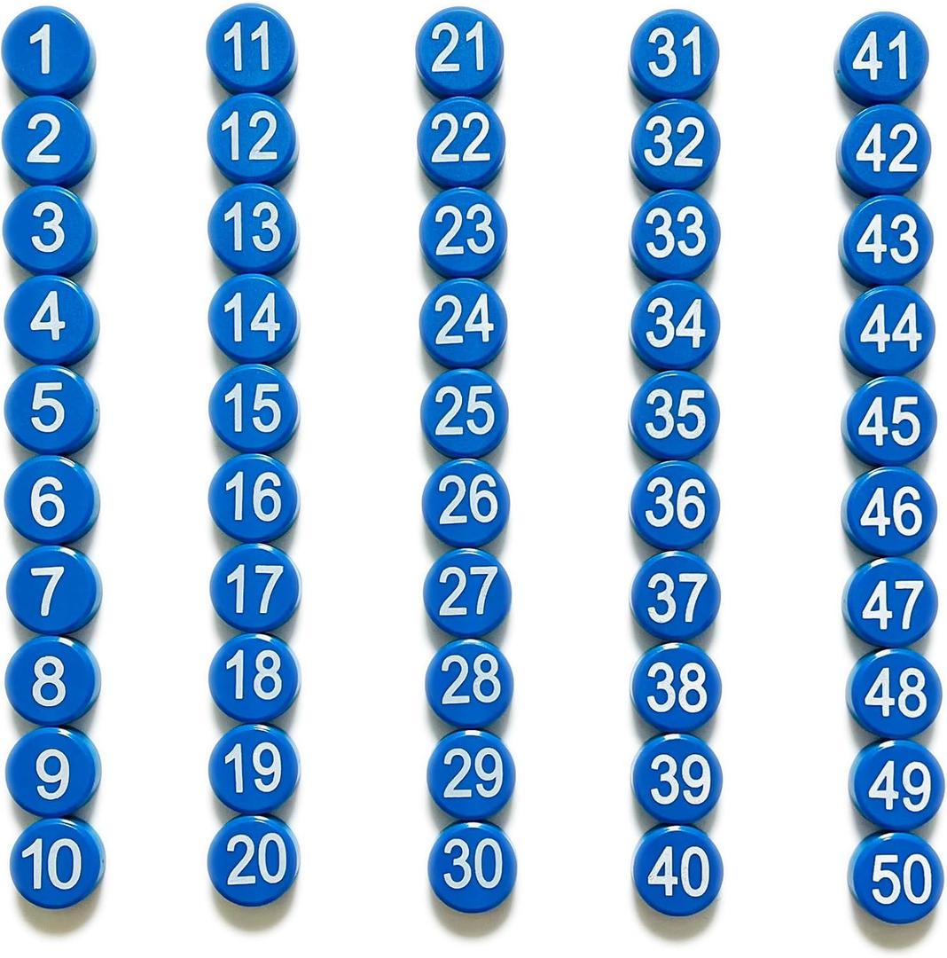 1-50 Magnetic Numbers, Magnets with Number for Dry Erase Boards, Round Number Refrigerator Magnets for Whiteboard in Home and Office (0.8" Diameter, Blue)