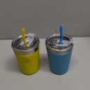 Kids Cups with Straws and Lids Leak Proof, 12oz Sippy Cups for Toddlers 1-3, 2 Pack Spill Proof Cup Stainless Steel Kids Cups with Lids for School, Outdoor (Blue & Yellow)