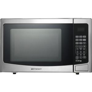 Emerson 1.2 Cu. Ft. Microwave Oven with Inverter, Timer & LED Display, 1000W, 10 Power Levels, 8 Pre-Programmed Settings, Removable Glass Turntable with Child Safe Lock, MWI1212SS, Stainless Steel