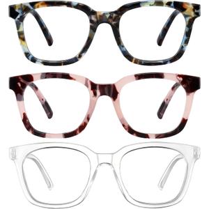 AIMISUV Reading Glasses for Women Men - Blue Light Blocking Magnifying Readers, Square Anti-Glare Computer Eyeglasses(Mix2, 1.0X)
