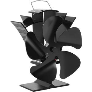VODA Wood Stove Fan 5 Blades Newly designed Small Heat Powered Fans Fireplace Fans for Wood/Log Burner/Fireplace(Black)