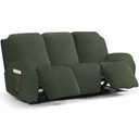 ChengEase Stretch Recliner Sofa Cover - 5 Pieces Striped Pattern Slipcovers & Durable Furniture Protector for Reclining Couch, Ideal for Kids and Pets (3 Seater, Green)