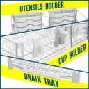 Simple Houseware White Dish Drying Rack with Drainboard, Utensil Holder & Mug Hooks Metal Kitchen Counter Organizer