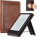 CoBak Case with Stand for 6 Inch Kindle 2024 and 2022 Releases (11th Generation) PU Leather Smart Cover with Auto Sleep/Wake & Hand Strap, Premium Protective Case for Kindle Basic,Vintage Brown