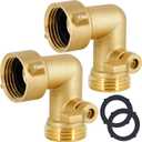 Garden Hose Elbow Connector, 90 Degree Brass Garden Hose Elbow Adapter with Shut Off Valves, 2 Pack