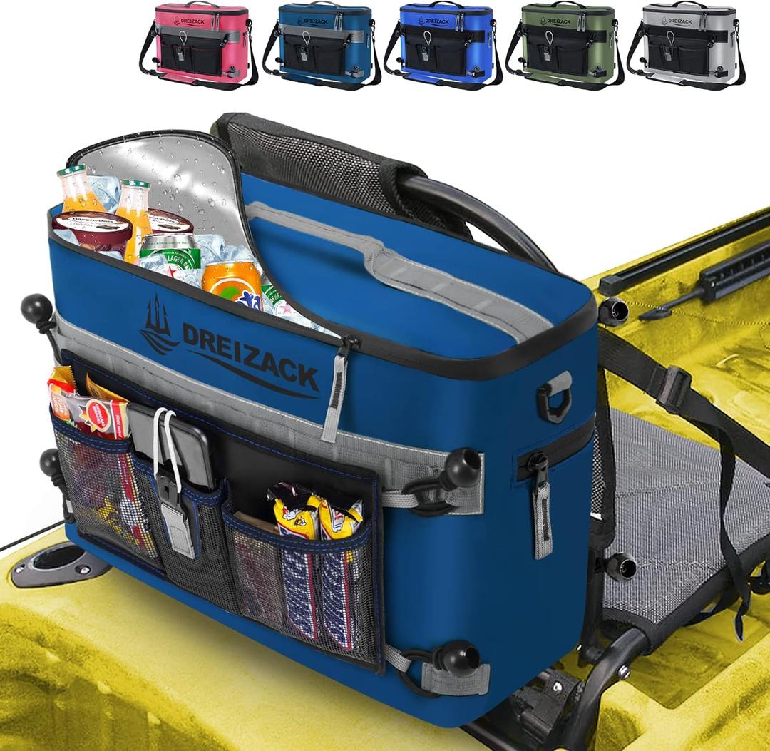 Dreizack Kayak Cooler Behind Seat, Waterproof Cooler for Kayaking, Paddle Board Cooler Compatible with Lawn-Chair Seat Kayak Accessories Cooler Bag Kayak Cooler Tow Behind for Camping Fishing (Dark Blue)