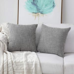 Kevin Textile Decorative Throw Pillow Covers Star Modern Farmhouse Pillowcases Indoor Outdoor, Set of 2, 20 x 20 inches (50x50cm), Grey