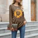 Locryz Women Tunic Tops for LeggingsGraphic Print Shirt Casual Long Sleeve Tunics Blouse (L)