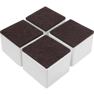 Self-Adhesive Furniture Risers Set of 4, Square Lift Risers Table Sofa Risers with Felt Pad - Adds 2" Height, White