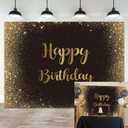 Black Gold Happy Birthday Backdrop Gold Glitter Spots Photography Background Adults Man Boy Birthday Party Table Wall Decoration Photo Shoot Booth Studio Props 7x5FT (7x5FT(width 210cm x Height 150cm))
