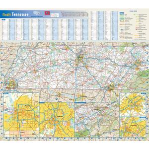 Globe Turner Tennessee State Wall Map - 20.75" x 18.5" Laminated Matte Full Color Street Map