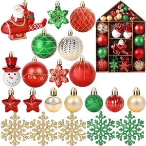 70 Pcs Christmas Ball Ornaments Assorted Shatterproof Hanging Decor for Christmas Tree Decorative Vintage Traditional Ornaments Bulk Holiday Party Decorations (Red,Green,Santa Claus)