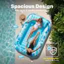 SLOOSH Inflatable Tanning Pool Lounger Float, 85" x 57" Extra Large Pool Floats Adult with Pillow, 4 in 1 Suntan Tub Raft Floatie,Sunbathing Bed Lounge for Water Blow Up Ball Pit Party Gifts, XL-Blue