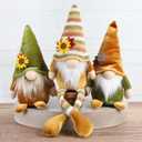 DAZONGE Thanksgiving Decor, 3PCS Harvest Gnomes Plush for Tiered Tray Decor, Thanksgiving Decorations for Home, Fall Leaves and Dangle Legs Gnomes for Home Decorations