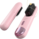 Go Brush Pro 2026 Hair Straightener Brush 300 Million Negative Ionic Portable Hair Straightener Comb for Women with 4 Temps Fast Heating MCH Ceramic Coating Smooth Frizz Hair Light Pink