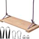 Teak Wood Swing 20.5"x7.8" - Outdoor Wooden Tree Swing Seat for Adults & Kids, Backyard Wood Swings with Height Adjustable Design (Teak Wood 2)