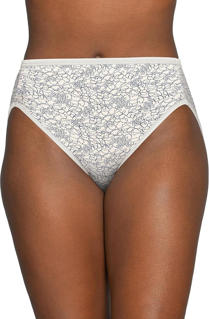 Vanity Fair Women's Illumination Hi Cut Panties, Silky Stretch & Satin Trim (10, Tranquil Lace Print)