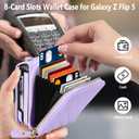Vofolen for Samsung Galaxy Z Flip 5 Case with Card Holder, Crossbody 8-Card Slots Wallet Case with Adjustable Strap Soft PU Leather Protective Zipper for Women Girls, Purple