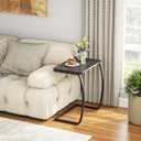 SRIWATANA Black C Shaped Side Table, Vintage End Table for Sofa Couch Bed, 13.8D x 22W x 24.4H in