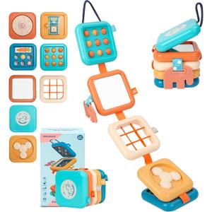 GRESEESM Montessori Busy Board for 1 Year Old, Toddlers Travel Toys for Ages 13, Sensory Activity Board for Airplane and Car, Baby Gifts for Boys Girls, Easter Basket & Stocking Stuffers