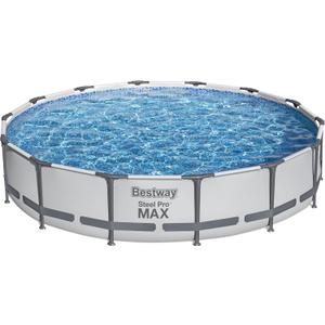 Bestway Steel Pro MAX 14' x 33" Round Above Ground Pool Set | Includes 530gal Filter Pump (Gray)