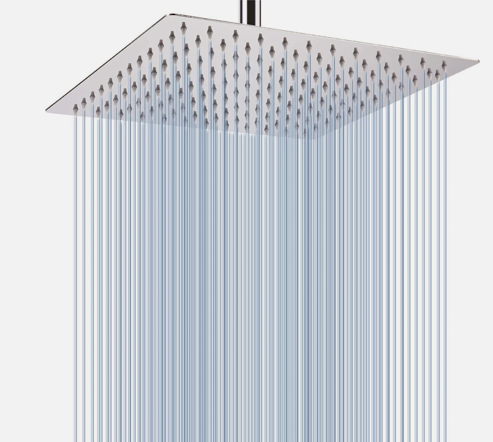 Stainless Steel Waterfall Shower Heads Square High Pressure Rainfall Shower Head Rain Showerheads for Bathroom