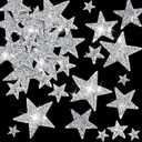 Geosar 60 Pcs Iron on Star Patches Star Shaped Rhinestone Appliques Adhesive Glitter Patches Rhinestone Appliques Embellishments for DIY(Silver)