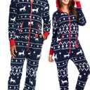 Unisex Adult Christmas Onesies Matching Holiday Jumpsuits with Convenient Pockets M
