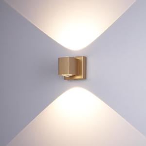Tubicen Gold Wall Sconce Up and Down Dimmable Indoor Wall Light Fixture Hardwired Movie Theater Sconces Lighting 10W Bright Wall Lights for Living Room Hallway Stairway 3000K Gold Square Sconce