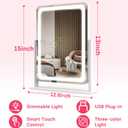 ROLOVE Vanity Mirror with Lights, 12.6"x15" LED Makeup Mirror with Lights, Smart Touch Control 3 Color Dimmable, Lighted Desk Mirror for Bedroom, Light Up Mirror