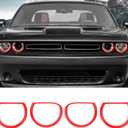 RAZPOY Headlight Lamp Cover for Challenger Accessories, Front Headlight Cover Exterior Light Trim Decoration for 2015-2022 Dodge Challenger (Red)