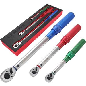 1/4 3/8 1/2-inch Drive Click Torque Wrench, 3Pcs Torque Wrench Set 20-200ft .lb, 10-110ft.lb, 10-170ft.lb ,3% Accuracy, 72-Tooth Dual Scale Torque Wrenches for Bike, Moto, Car Repair Maintenance