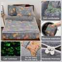 Holawakaka Kids Zipper Bedding Glow in The Dark Comforter Set, Boys Girls Twin Size Dinosaur Print Zippered Bed Sets,Toddler-boy Child Dorm Zip Bedding