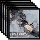Fxojyvo 16x16 Frame Set of 6, Black Picture Frame for 16 x 16 Square Picture Poster Photo, Light Weight and High Transparent 16 by 16 Frame for Wall - 6 Pack/Black/16 x16