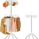 VewePata Foldable Clothes Drying Rack - 2 Tier Laundry Drying Rack, Portable Clothing Rack with Rotating Clothes Rail with 24 Clips and 3 Rotatable Arms, Suitable for Indoor or Outdoor