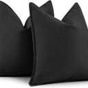 ZWJD Black Pillow Covers 24x24 Set of 2 Chenille Throw Pillow Covers with Elegant Design Soft and Luxurious Decorative Throw Pillows for Couch, Bed, and Home Decor