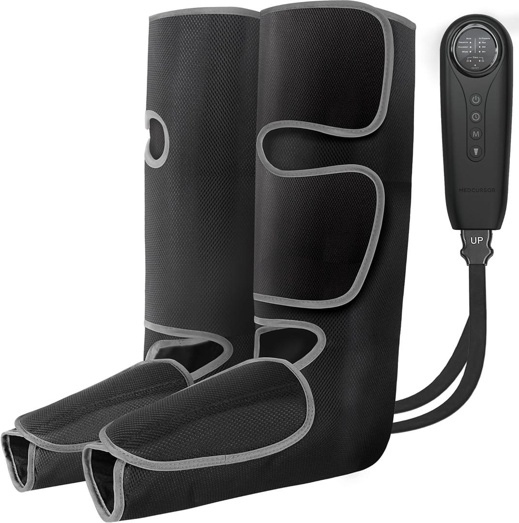 Medcursor Air Compression Leg Massager, Calf and Foot Massager for Circulation and Swelling Relief, Adjustable Massage Boots for Home Office Use - 3 Modes, 3 Intensities, 2 Timers, No Heat