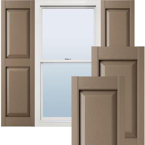 14 3/4"W x 47"H Lifetime Vinyl, Standard Two Equal Panels, Raised Panel Shutters, w/Installation Shutter-Lok's & Matching Screws (Per Pair), French Roast